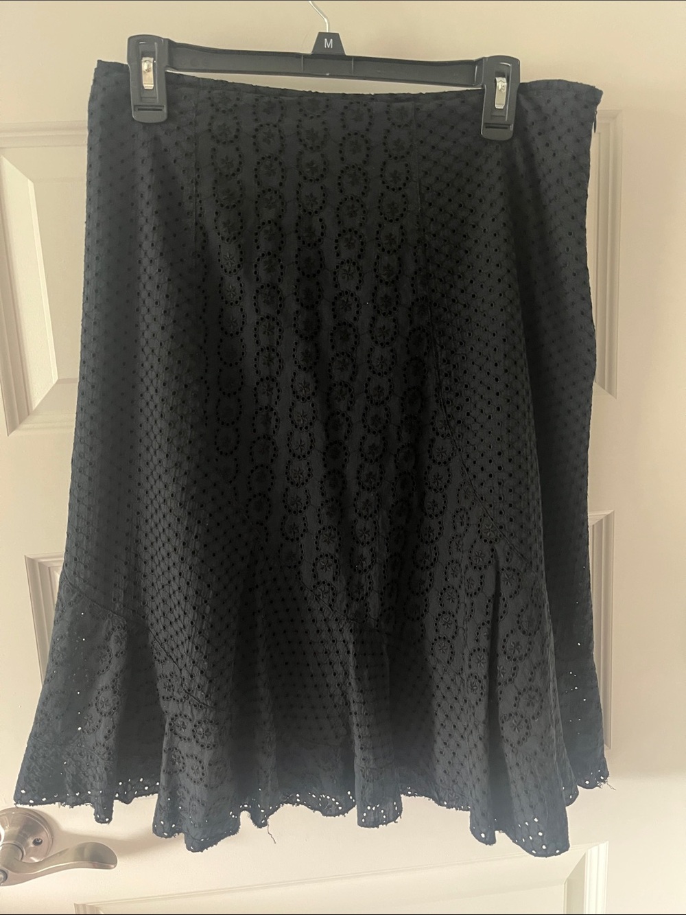 Apostrophe Black Eyelet A-Line Swing Skirt